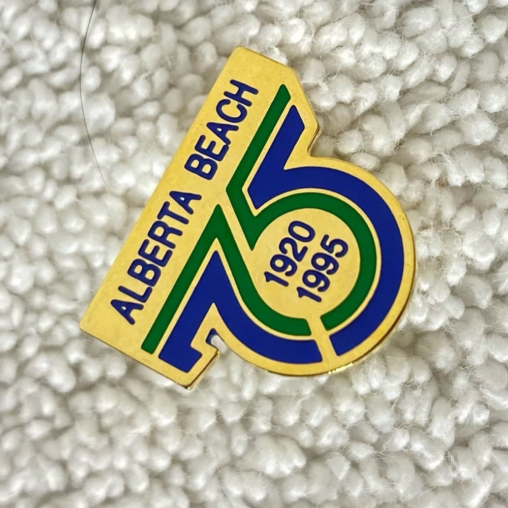 5/$35 Vintage Alberta Beach 75th Anniversary Enamel Souvenir Pin